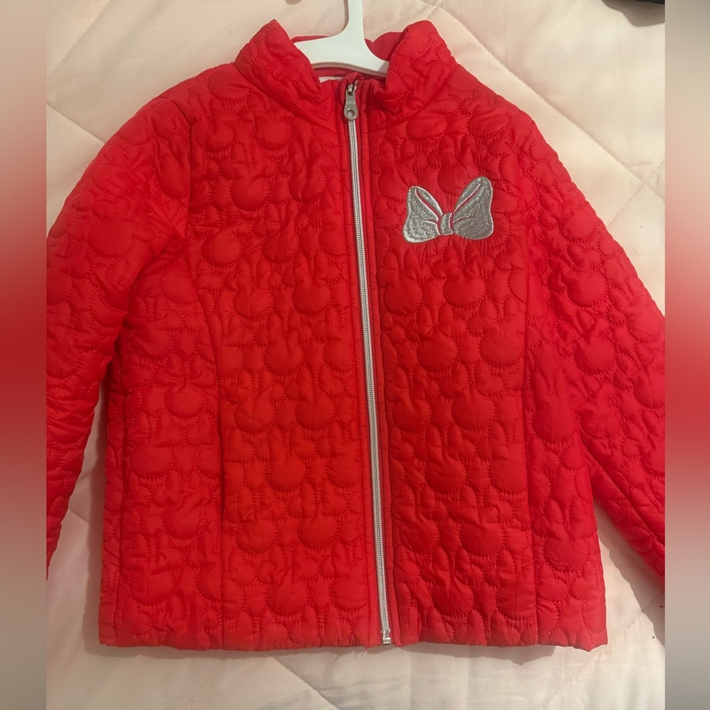 Disney Red Quilted Kids Jacket with Silver Bow